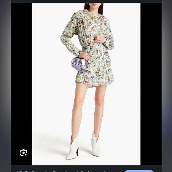 IRO Deniz Printed Long Sleeve Shirt Dress Green Multicolor NWT - Picture 5 of 11